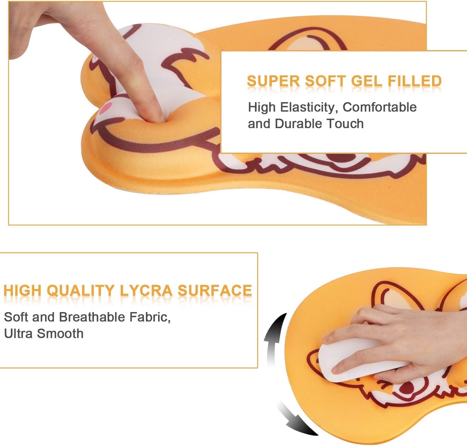 Wrist Rest, Cute Mouse Pad, Ergonomic Mouse Pad with Wrist Support,Non-Slip Base Corgi Butt Wrist Rest, Rest Easy-Typing for Gaming Office Computer Laptop Present(Yellow Cute Corgi)