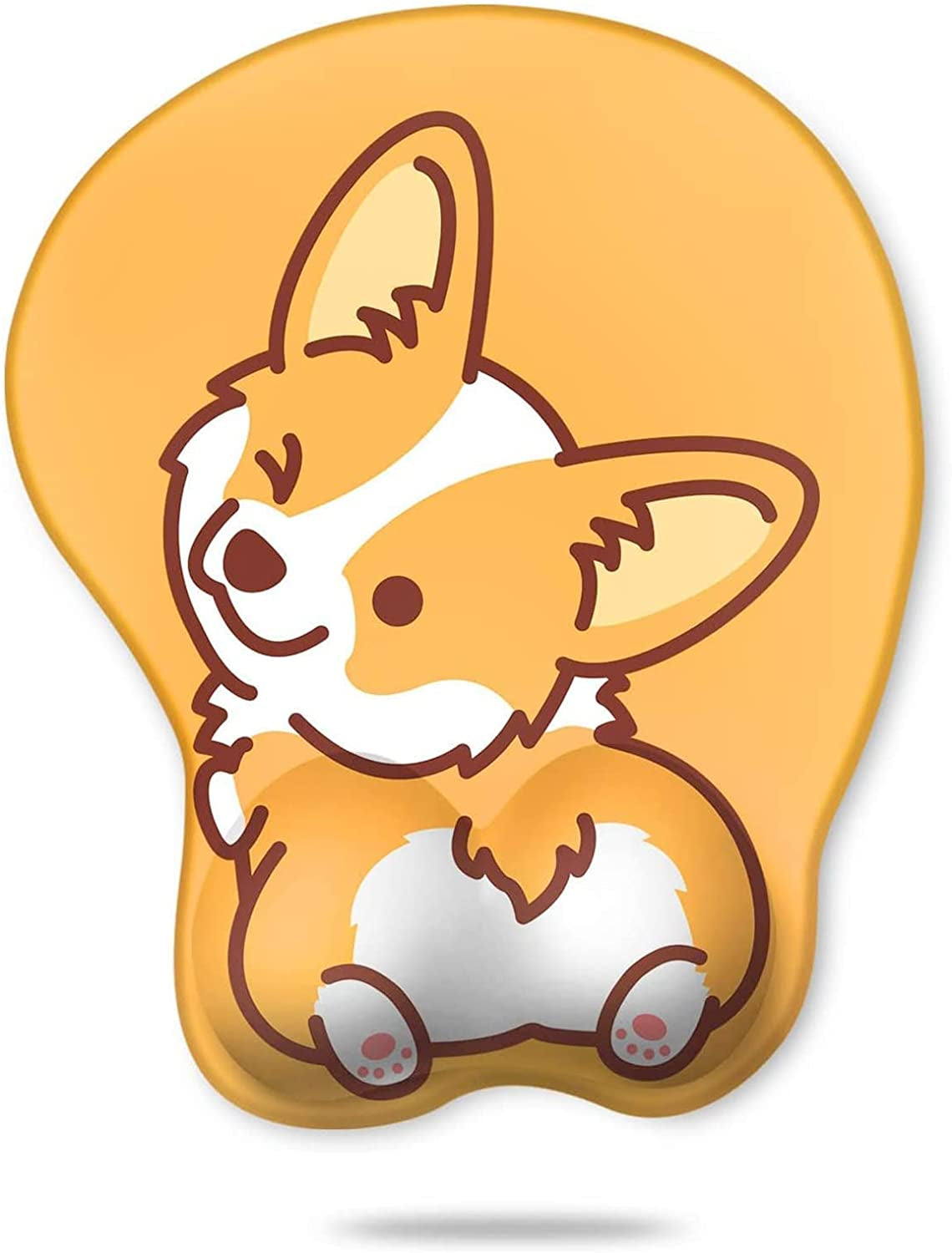 Wrist Rest, Cute Mouse Pad, Ergonomic Mouse Pad with Wrist Support,Non-Slip Base Corgi Butt Wrist Rest, Rest Easy-Typing for Gaming Office Computer Laptop Present(Yellow Cute Corgi)
