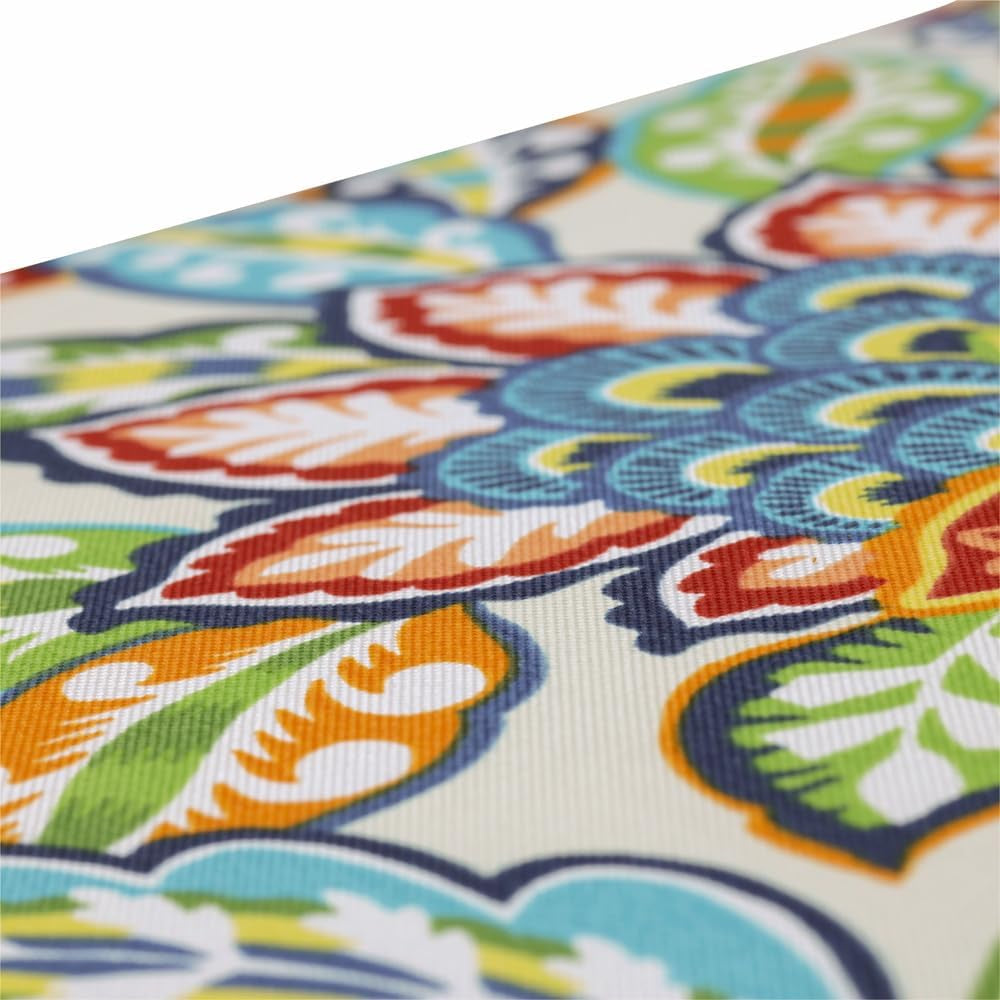 Bright Floral Indoor/Outdoor Chair Seat Cushion Tufted, Weather, and Fade Resistant, 19" X 19", Blue/Green Copeland 2 Count
