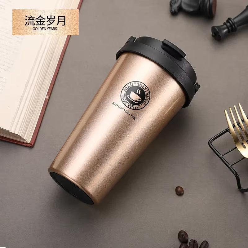 500ML Coffee Mug Creative 304 Stainless Steel Travel Mug Double Wall Vacuum Insulated Tumbler Wide Mouth Tea Cup with Lid