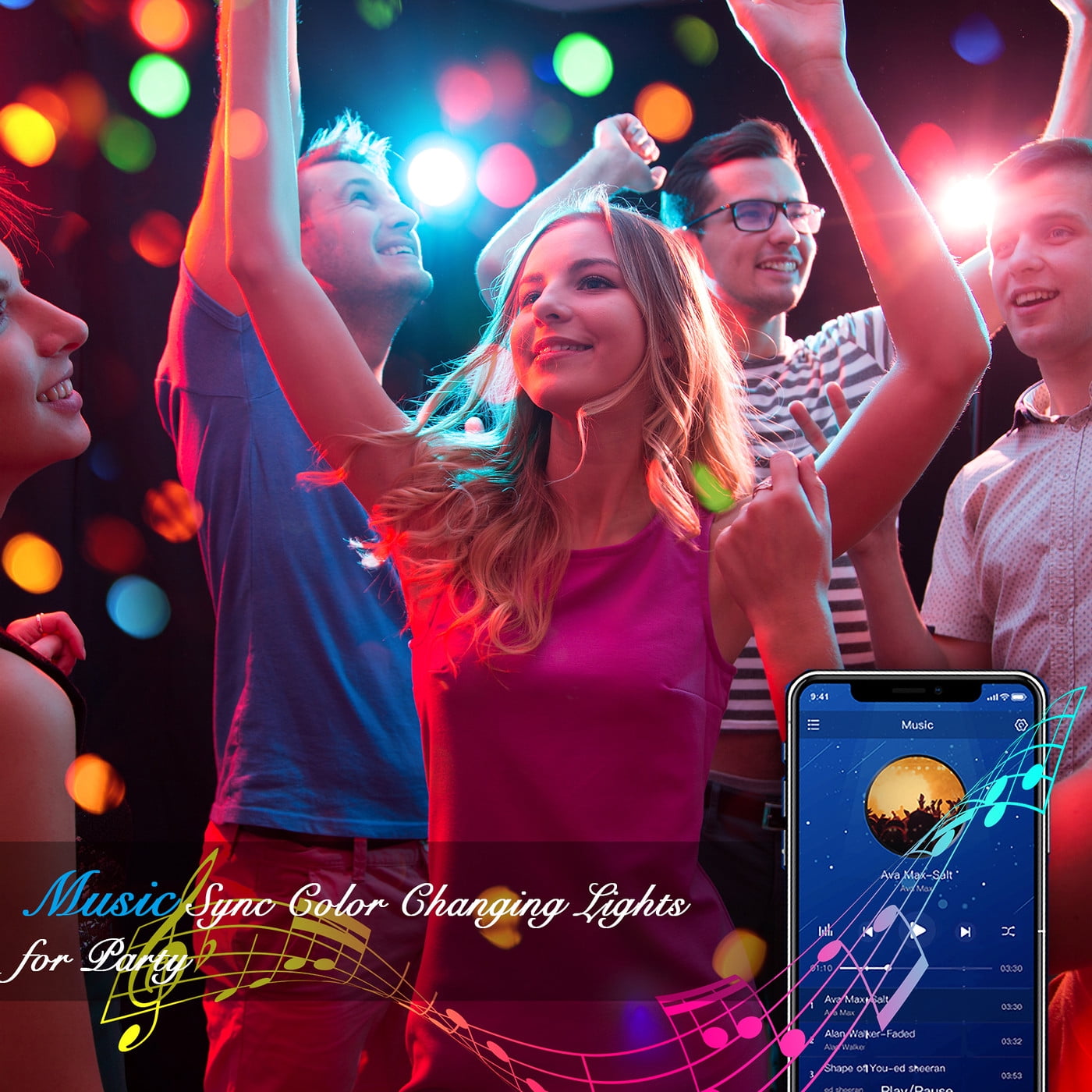 Led Strip Lights,100Ft Light Strips with App Control Remote,5050 RGB Led Lights for Bedroom, Music Sync Color Changing Lights for Room Party