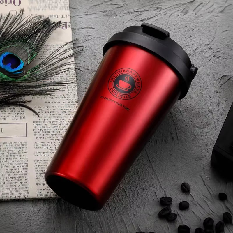 500ML Coffee Mug Creative 304 Stainless Steel Travel Mug Double Wall Vacuum Insulated Tumbler Wide Mouth Tea Cup with Lid