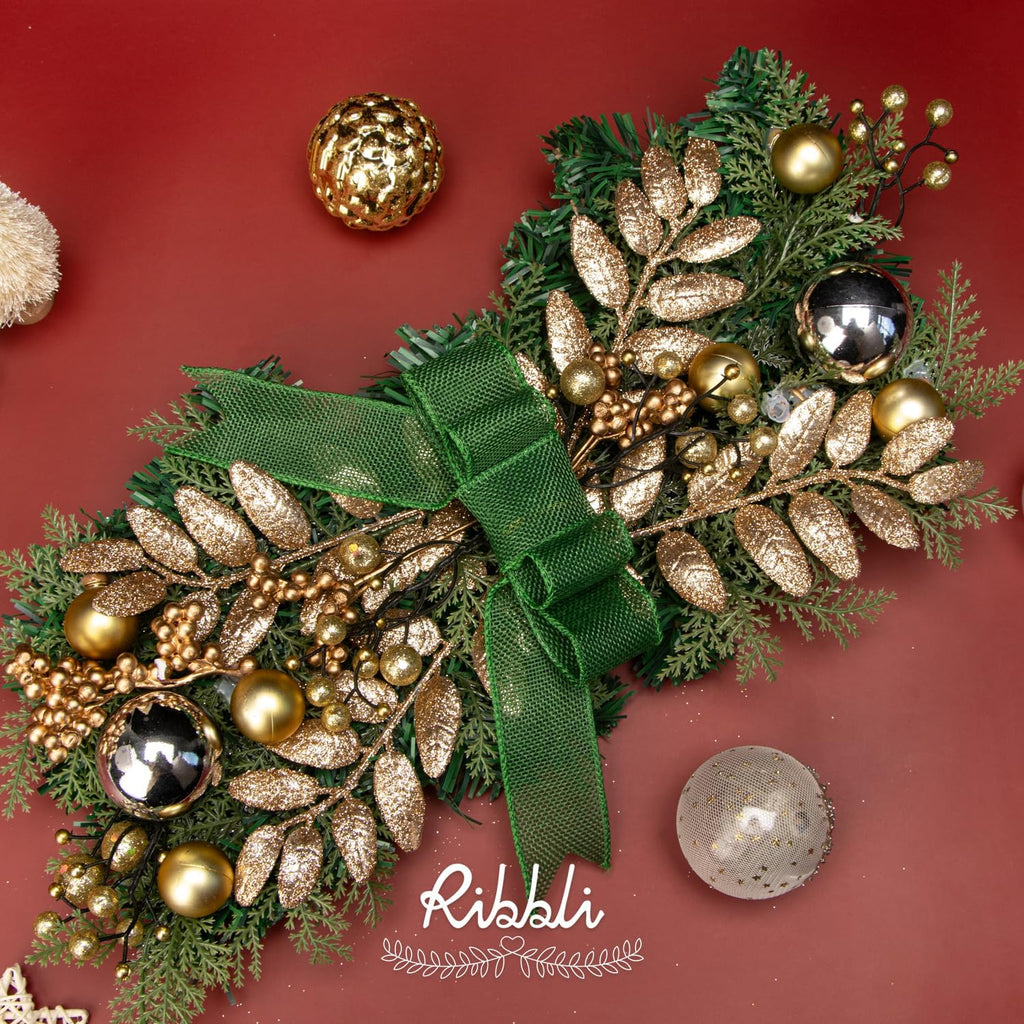 Emerald Green Burlap Wired Ribbon,1-1/2 Inch X 10 Yard, Wired Edge Ribbon for Big Bow,Wreath,Tree Decoration,Outdoor Decoration
