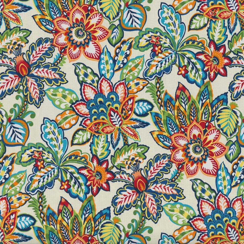 Bright Floral Indoor/Outdoor Chair Seat Cushion Tufted, Weather, and Fade Resistant, 19" X 19", Blue/Green Copeland 2 Count