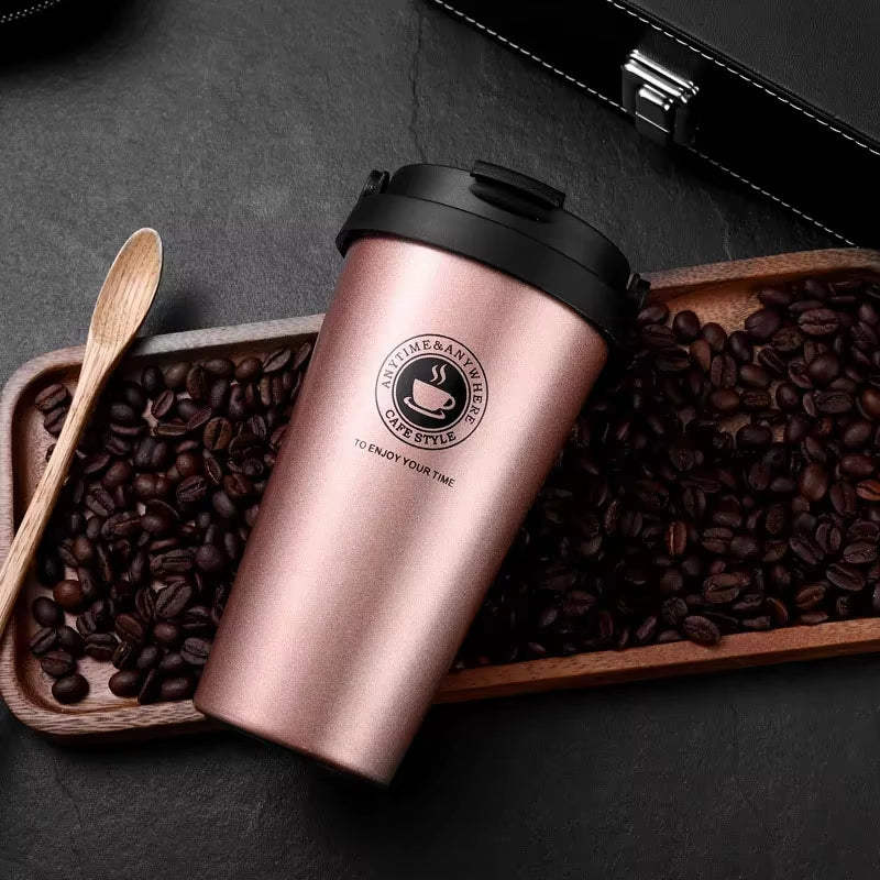 500ML Coffee Mug Creative 304 Stainless Steel Travel Mug Double Wall Vacuum Insulated Tumbler Wide Mouth Tea Cup with Lid