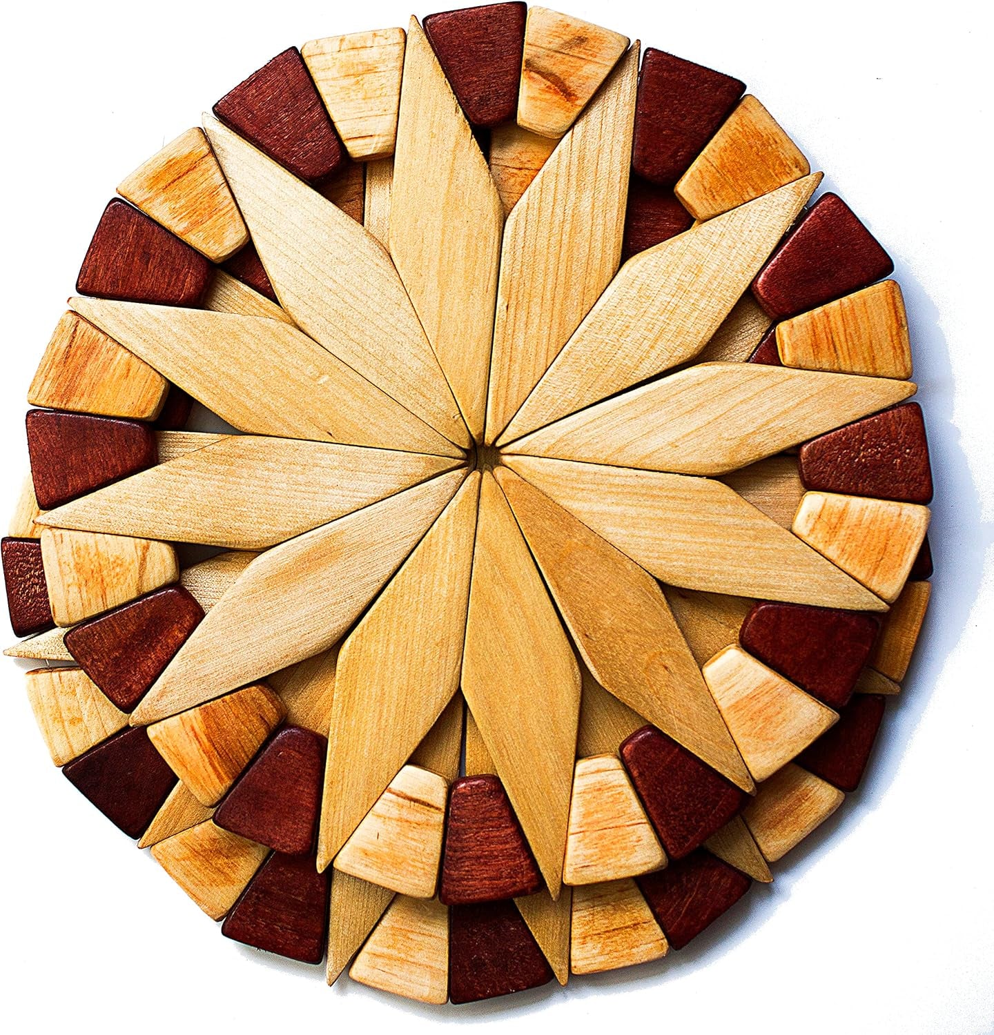 Natural Wood Trivets for Hot Dishes, Table and Kitchen Counter Set of 2 – Made in Ukraine Sturdy and Durable 7-Inch Wooden Kitchen Hot Pads. Festive Design Table Décor – Kitchen Gift Idea