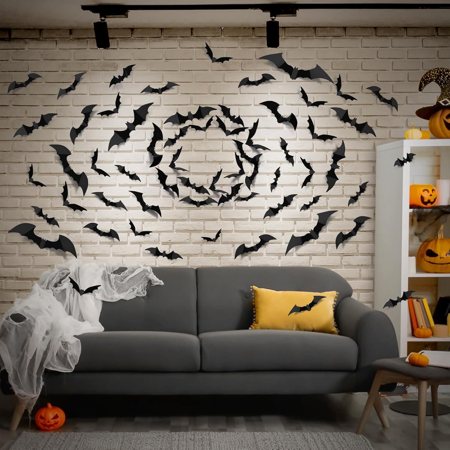 100Pcs Bats Halloween Decorations: Halloween Bats Wall Décor Bat Stickers Decals PVC 3D Wall Bat Scary Stickers Halloweens Party Decorations Indoor Outdoor DIY Home Window Door Décor