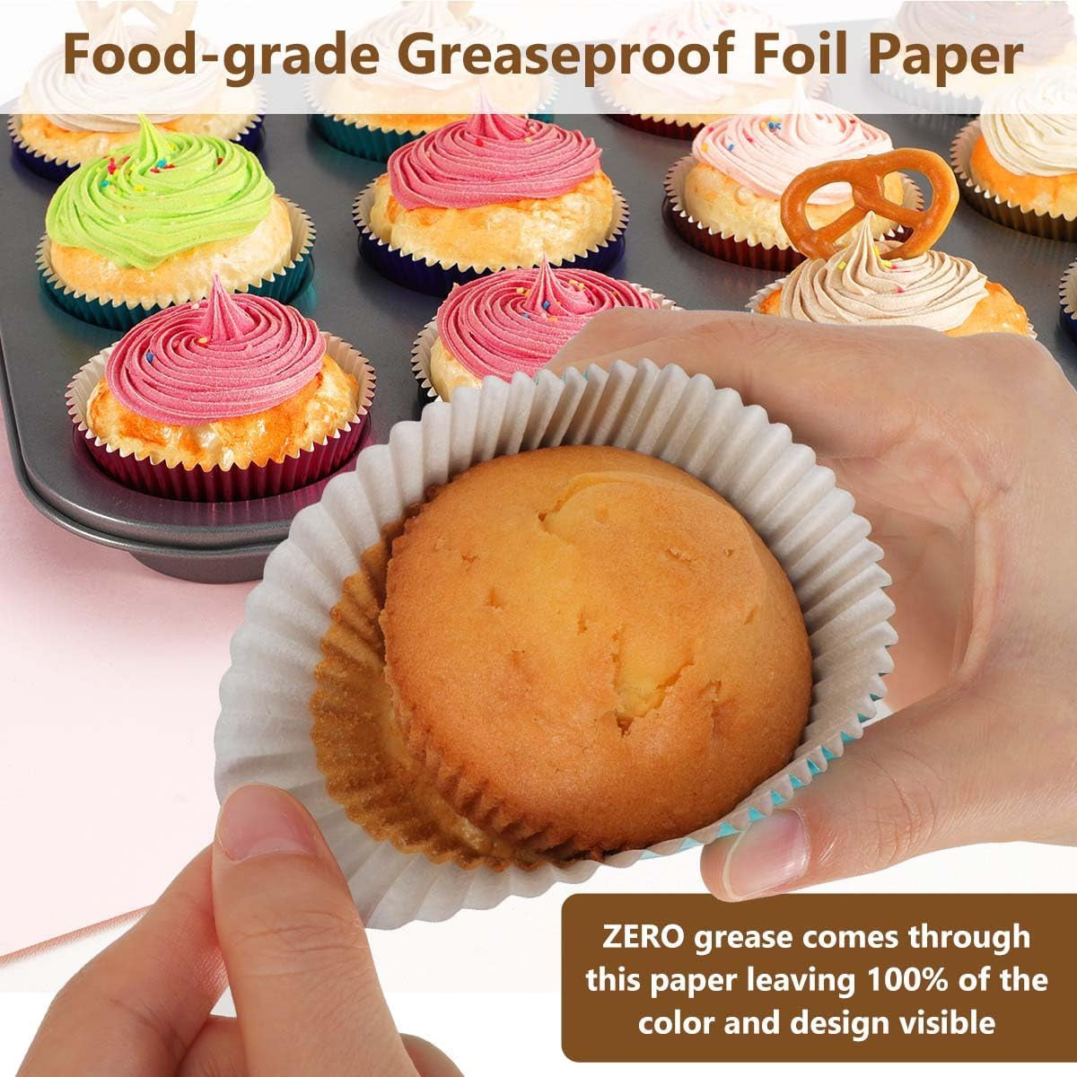 Black Foil Baking Cups Standard Size Cupcake Liners Muffin Liner for Baking, 100-Count