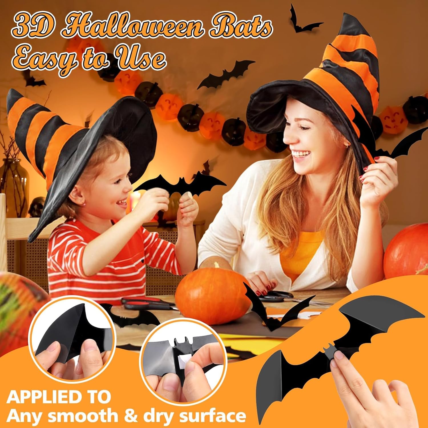 100Pcs Bats Halloween Decorations: Halloween Bats Wall Décor Bat Stickers Decals PVC 3D Wall Bat Scary Stickers Halloweens Party Decorations Indoor Outdoor DIY Home Window Door Décor