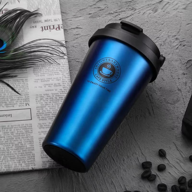500ML Coffee Mug Creative 304 Stainless Steel Travel Mug Double Wall Vacuum Insulated Tumbler Wide Mouth Tea Cup with Lid