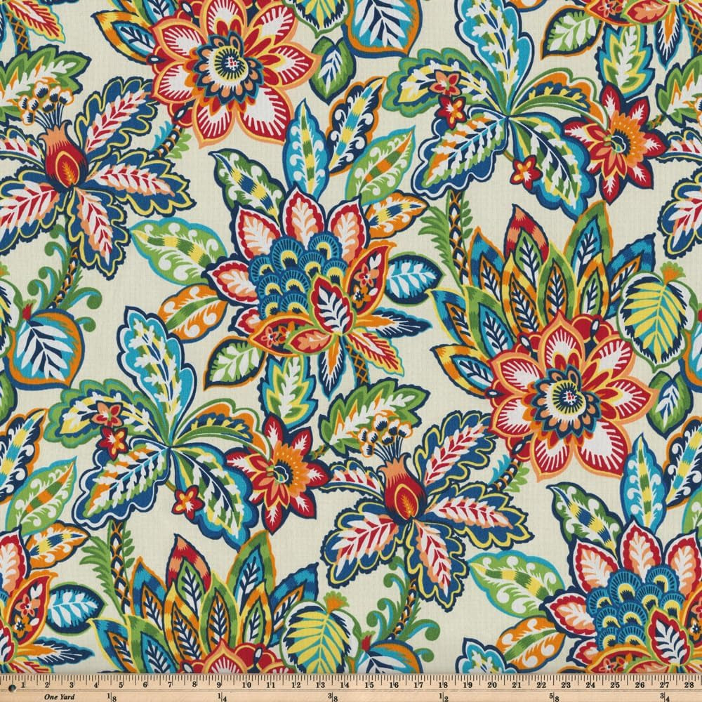 Bright Floral Indoor/Outdoor Chair Seat Cushion Tufted, Weather, and Fade Resistant, 19" X 19", Blue/Green Copeland 2 Count