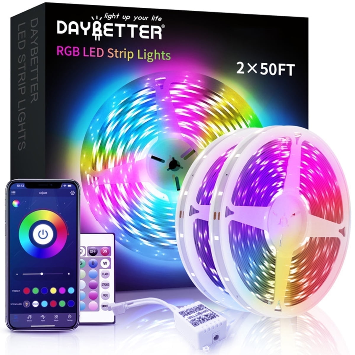 Led Strip Lights,100Ft Light Strips with App Control Remote,5050 RGB Led Lights for Bedroom, Music Sync Color Changing Lights for Room Party