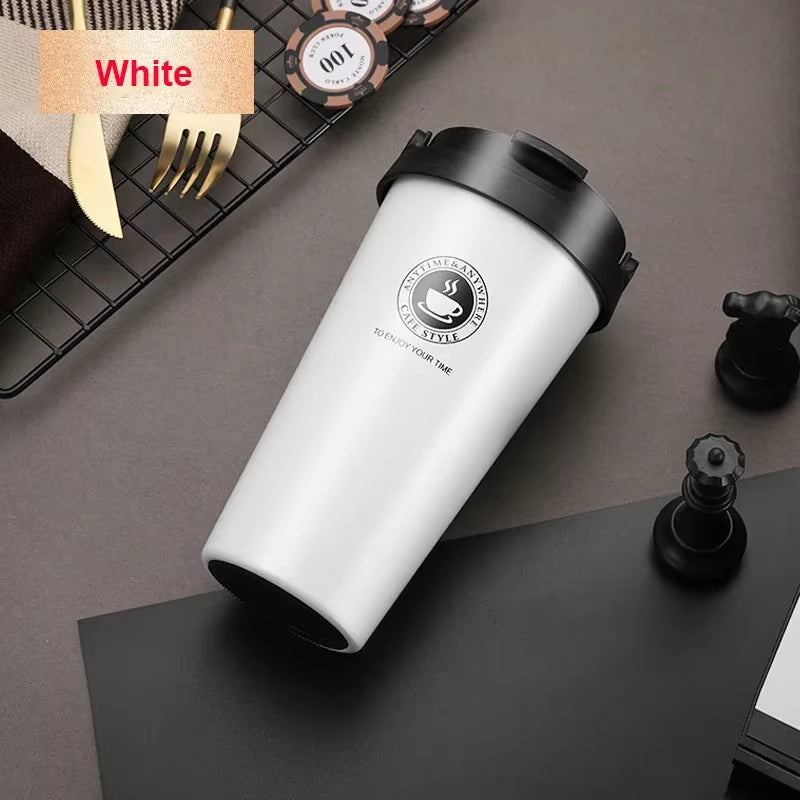 500ML Coffee Mug Creative 304 Stainless Steel Travel Mug Double Wall Vacuum Insulated Tumbler Wide Mouth Tea Cup with Lid