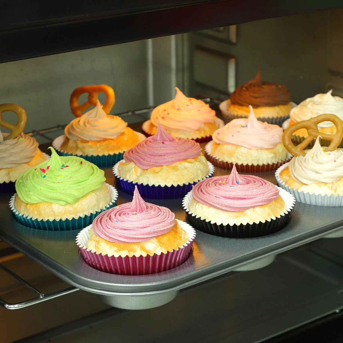 Black Foil Baking Cups Standard Size Cupcake Liners Muffin Liner for Baking, 100-Count